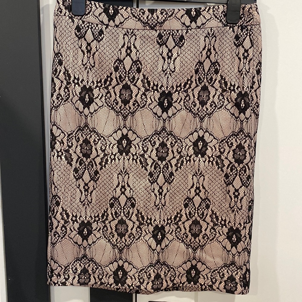 Black and pink lace skirt